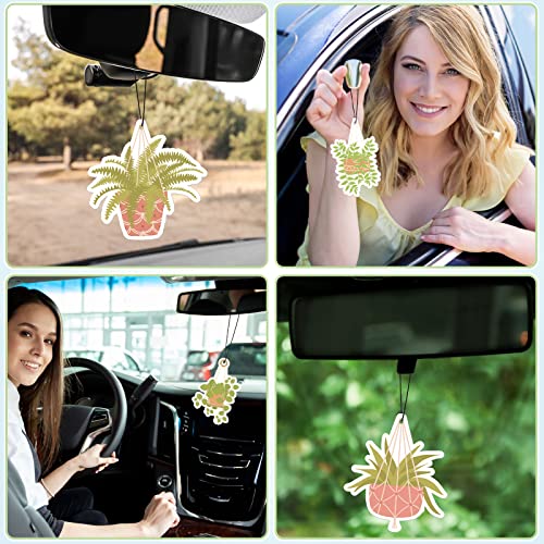 8 Pack Car Hanging Plants Air Freshener for Women Girls Long Lasting Funny Plant Car Accessories Little Scented Hanging Air Fresheners for Car Mirror