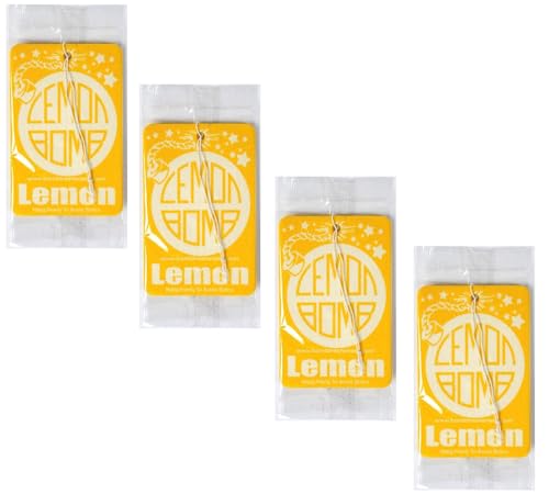 Generic Lemon Bomb Car Air Freshener 4-Pack | Hanging Air Fresheners Provide Sweet Lemon Scent | Premium Quality | Made In USA, Yellow