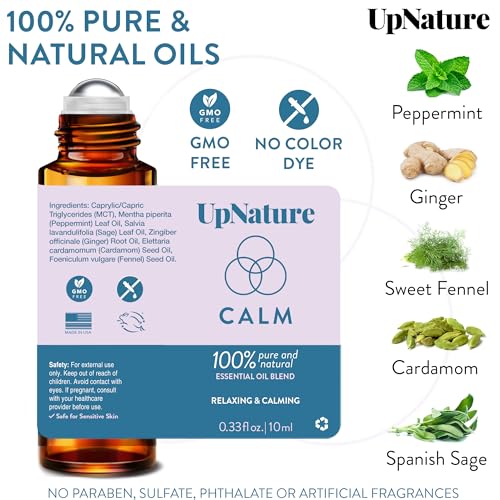 UpNature Calm Essential Oil Roll On Blend - Self Care Gifts for Women - 100% Natural Worry Relief Aromatherapy - Ideal Stocking Stuffer