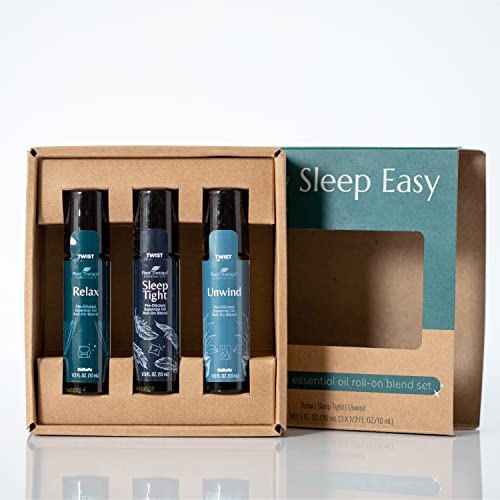 Plant Therapy Sleep Easy Essential Oil Roll On Blend Set 10 mL (1/3 oz) each of Relax, Sleep Tight & Unwind, Pure, Pre-Diluted, Essential Oil Blends