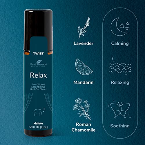 Plant Therapy Sleep Easy Essential Oil Roll On Blend Set 10 mL (1/3 oz) each of Relax, Sleep Tight & Unwind, Pure, Pre-Diluted, Essential Oil Blends