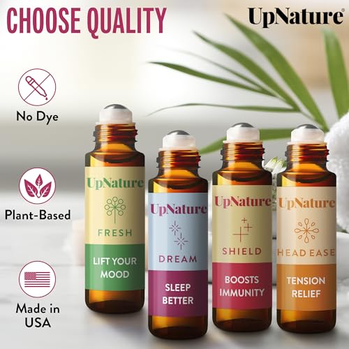 Wellness Essential Oil Roll On Gift Set - Relaxation Gifts for Women & Men - Headache Relief, Germ Fighter, Mood Booster and Better Sleep - Therapeutic Grade - Great Stocking Stuffer & Gift for Mom