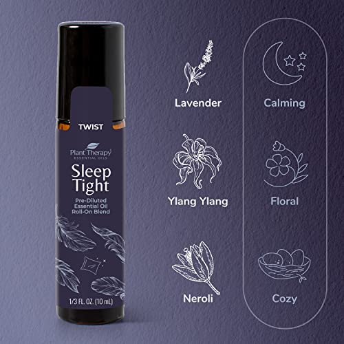Plant Therapy Sleep Easy Essential Oil Roll On Blend Set 10 mL (1/3 oz) each of Relax, Sleep Tight & Unwind, Pure, Pre-Diluted, Essential Oil Blends