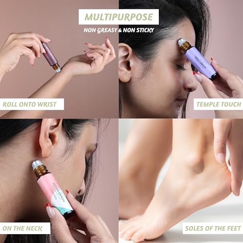 Folkulture Essential Oil Roll On Set of 3, Calm Roll On Blends for Skin, Massage, Relaxation Essential Roller Gift for Women and Men, Peppermint, Eucalyptus, Orange, Lavendar Roll On Set (Sleep)