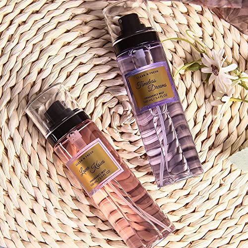 Clean-n-Fresh Body Spray, Mist for Women, Fragrance Sets, Pack of 3, Each 3.4 Fl Oz, Total 10.2 Oz
