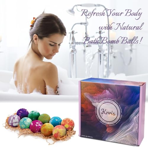 Bath Bombs Gift Set 50 Pack, 10 Scent Organic Handmade Bulk Bath Bombs Kit Essential Oil, Birthday Gifts w/Exquisite Packaging Idea for Her/Him, Wife, Kids, Women, Men, Self Care and Relaxing