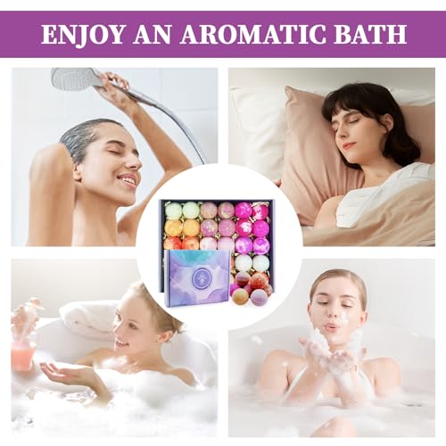 MR MIRYE 30 Pack Bath Bombs, Handmade Bath Bomb Set with 15 Scents, Organic Bath Bombs Bulk with Essential Oils, Bath Bombs Gift Set for Birthday Gifts for Women and Men