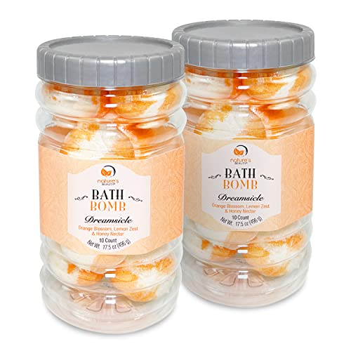 Nature's Beauty Dreamsicle Bath Bomb Gift Set Multi-Pack - Orange Blossom, Lemon Zest & Honey Nectar Scent Made w/Orange Peel Extract, Coconut Oil + Vitamin E, 17.5 oz |10 ct ea (2 Pack)