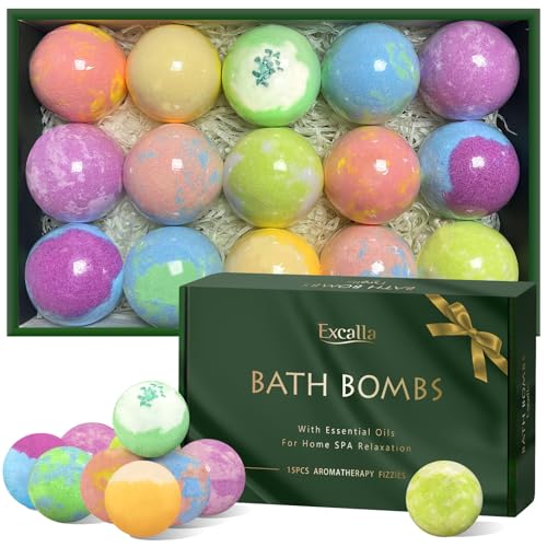 Bath Bombs for Women Gift Set, 15 Pcs Handmade Bubble Bathbombs, Shea & Coco Butter Dry Skin Moisturize, SPA Relaxing Gifts for Women & Men, Her, Girls, Wife, Birthday