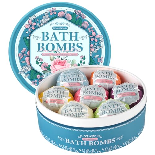 Bath Bombs Set, 7 Packs Bubble Fizzies Relaxation with Shea Butter, Dry Skin Moisturize, Birthday, Valentine’s Idea for Women, Mother, Wife, Girlfriend