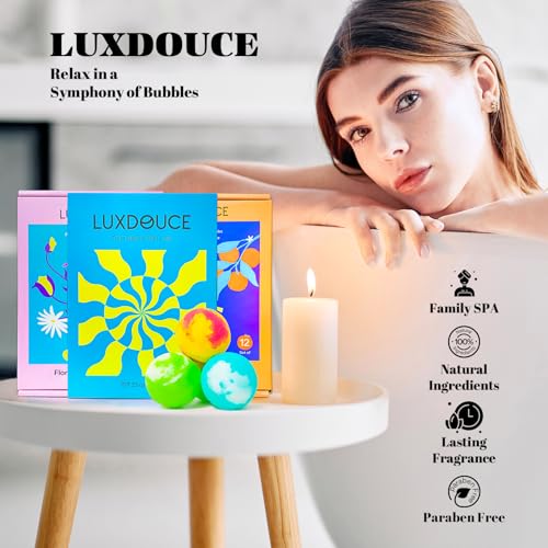 Bath Bombs Gift Set, 24 Pack Bubble Bombs with 12 Unique Scents, Floral Euphoria & Fruitful Bliss Collections, Skin-Soothing & Mood-Enhancing, Bath Bombs Mothers Day Gift Set for Mom