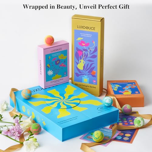 48 Pack Bath Bombs Gift Set, Mothers Day Gifts for Mom, Aromatic Bubble Bombs with 18 Scents, SPA Relaxing & Skin Nourishing, Ideal Gift for Women on Christmas, Birthdays, Valentines