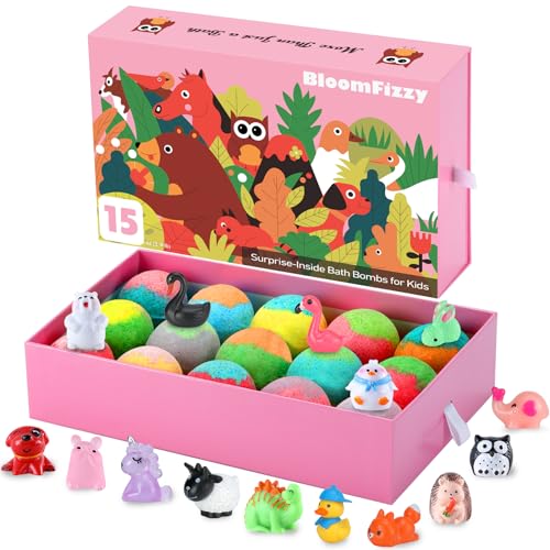 Jungle Adventure Bath Bombs for Kids, 15 Scented Fizzy Bombs with Surprise Land Animal Toys Inside, Kids Colorful Bath Time Fun Gift Set, Gentle & Child-Safe, Ideal Christmas Gift for Kids