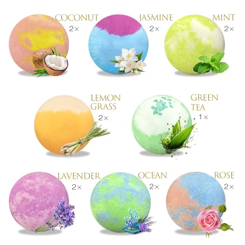 Bath Bombs for Women Gift Set, 15 Pcs Handmade Bubble Bathbombs, Shea & Coco Butter Dry Skin Moisturize, SPA Relaxing Gifts for Women & Men, Her, Girls, Wife, Birthday