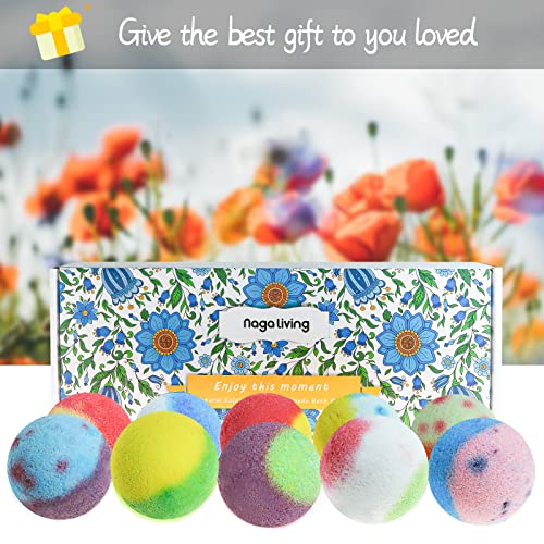 Nagaliving Bath Bombs Gift Set, 10 Organic Bubble Bombs, for Valentine’s Day, Christmas