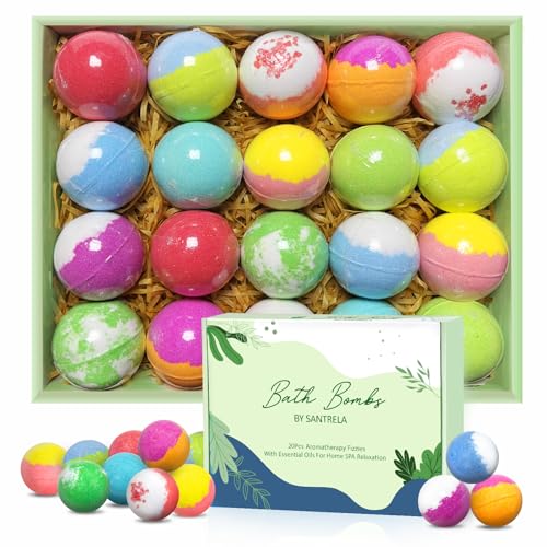 Bath Bombs for Women Gift Set, 20 Organic Bath Bombs with Essential Oil, Handmade SPA Bubble Bath Bombs for Relaxing, Gift for Her/Him, Women, Girls, Wife, Mother, Easter, Birthday