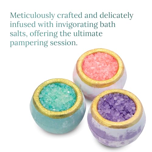 Satavi Naturals Crystal Bath Bombs (6 Pack) Luxurious Aromatherapy Bath Bombs Enriched with Nourishing Bath Salts for Silky Smooth Skin & Pleasantly Scented for an Immersive Zen-Like Experience