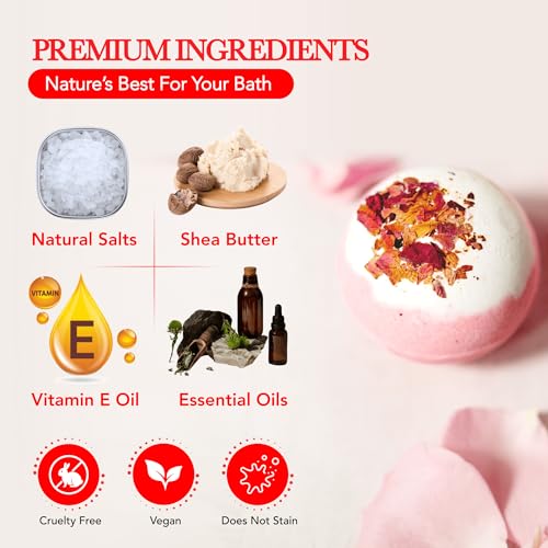 12 Bath Bombs for Women Gift Set – 4.5Oz Handmade Large Bath Bombs Perfect for Bubble Spa Relaxing Her/Him, Wife – Organic Bath Bombs Fizzies with Moisturizing Shea Butter for Valentines Day