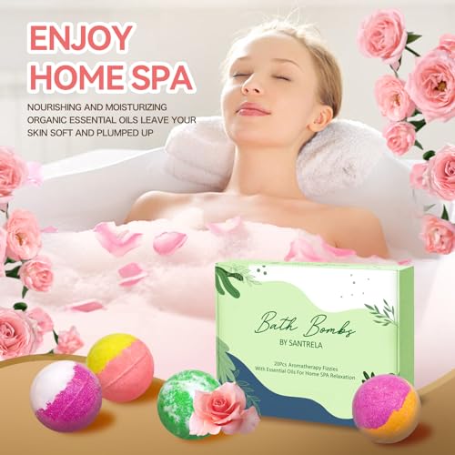 Bath Bombs for Women Gift Set, 20 Organic Bath Bombs with Essential Oil, Handmade SPA Bubble Bath Bombs for Relaxing, Gift for Her/Him, Women, Girls, Wife, Mother, Easter, Birthday
