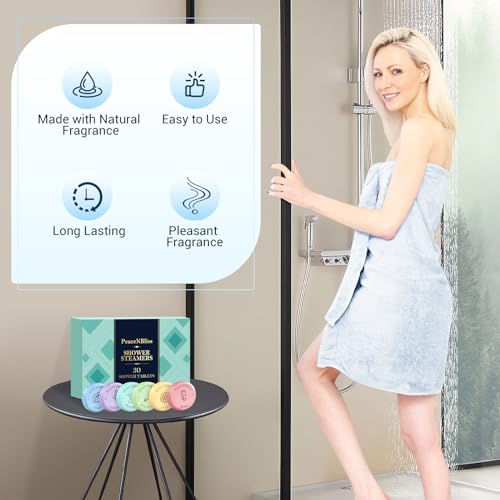 PeaceNBliss 30 Pack Shower Steamers, Shower Bath Bombs with Natural Fragrance - Mother's Day Presents – Self-Care Presents for Women and Men, Relaxation Birthday Presents
