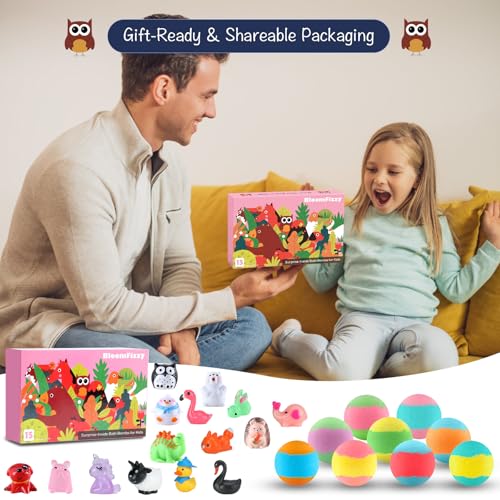 Jungle Adventure Bath Bombs for Kids, 15 Scented Fizzy Bombs with Surprise Land Animal Toys Inside, Kids Colorful Bath Time Fun Gift Set, Gentle & Child-Safe, Ideal Christmas Gift for Kids