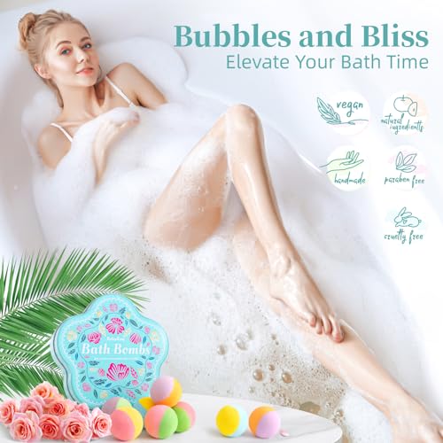 Bath Bombs Gift Set for Women, Mothers Day Gifts for Mom, 10 Fizzy Shower Bombs with 5 Aromatic Scents, Rich Bubbles & Diverse Colors, Ideal for Relaxing Spa Experiences at Home