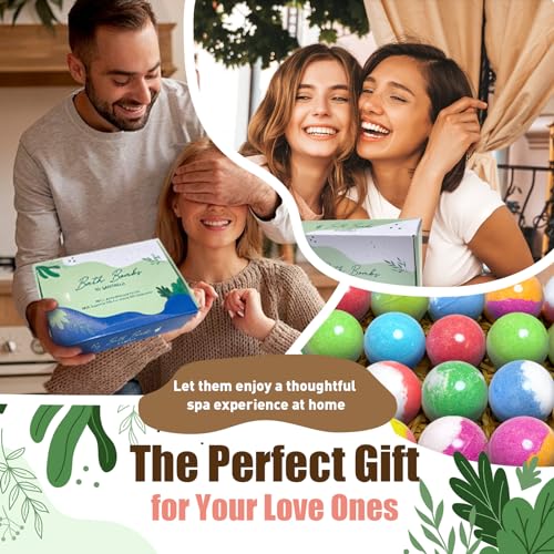 Bath Bombs for Women Gift Set, 20 Organic Bath Bombs with Essential Oil, Handmade SPA Bubble Bath Bombs for Relaxing, Gift for Her/Him, Women, Girls, Wife, Mother, Easter, Birthday