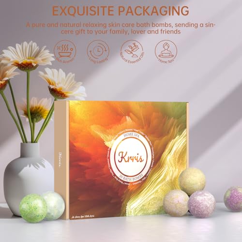 Krris Bath Bombs, 30 Pack Organic Bath Bombs Essential Oils with 15 Scents, Bath Bombs for Women Relaxing and Self Care, Exquisite Packaging Gift Perfect for Mom, Wife, Girlfriend,Kids
