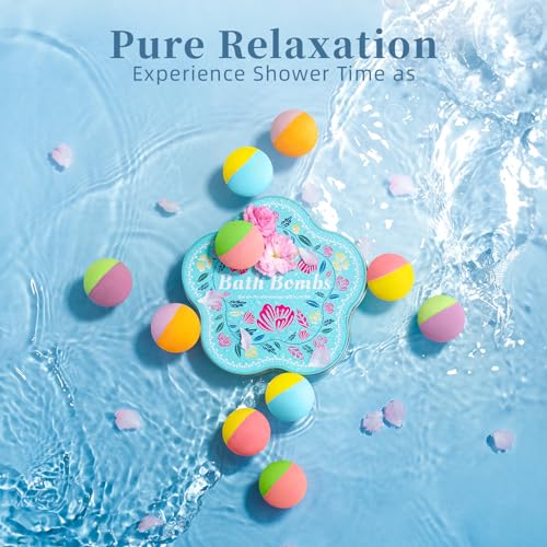 Bath Bombs Gift Set for Women, Mothers Day Gifts for Mom, 10 Fizzy Shower Bombs with 5 Aromatic Scents, Rich Bubbles & Diverse Colors, Ideal for Relaxing Spa Experiences at Home