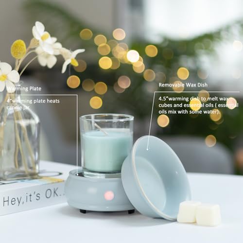 Bobolyn Wax Candle Melt Warmer Burner - 3-in-1 Ceramic Essential Oil Burner Electric Scented Fragrance Candle Melter for Home Office Bedroom Living Room Decor