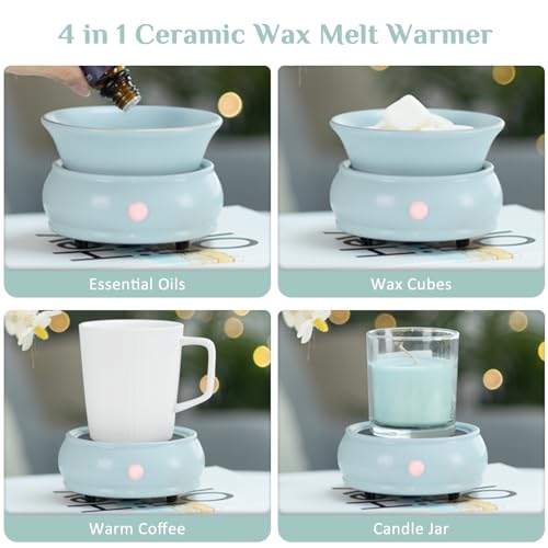 Bobolyn Wax Candle Melt Warmer Burner - 3-in-1 Ceramic Essential Oil Burner Electric Scented Fragrance Candle Melter for Home Office Bedroom Living Room Decor