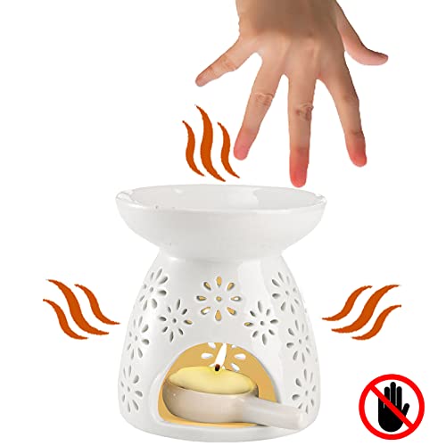 Lawei Set of 3 Ceramic Tealight Candle Holder, Essential Oil Burner Wax Melt Burners, Aromatherapy Aroma Diffuser Burner for Home Bedroom Decor Christmas Housewarming Gift