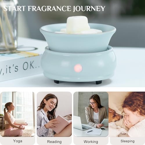 Bobolyn Wax Candle Melt Warmer Burner - 3-in-1 Ceramic Essential Oil Burner Electric Scented Fragrance Candle Melter for Home Office Bedroom Living Room Decor