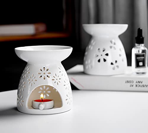 Lawei Set of 3 Ceramic Tealight Candle Holder, Essential Oil Burner Wax Melt Burners, Aromatherapy Aroma Diffuser Burner for Home Bedroom Decor Christmas Housewarming Gift