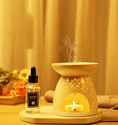Lawei Set of 3 Ceramic Tealight Candle Holder, Essential Oil Burner Wax Melt Burners, Aromatherapy Aroma Diffuser Burner for Home Bedroom Decor Christmas Housewarming Gift