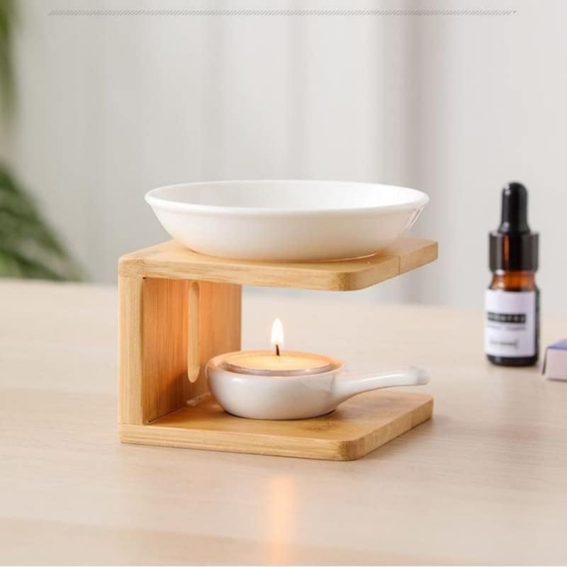 Warmself Wooden Essential Oil Burner with Candle Holder, Aromatherapy Aroma Burner Oil Diffuser Candle Tealight Oil Warmer Yoga Spa Home Bedroom Decor Gift Small Size-Pack of 2