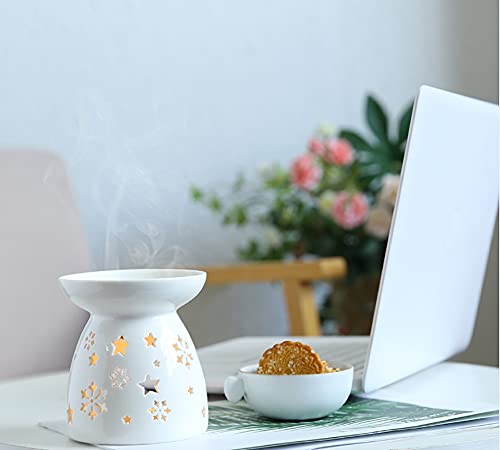 Lawei Set of 3 Ceramic Tealight Candle Holder, Essential Oil Burner Wax Melt Burners, Aromatherapy Aroma Diffuser Burner for Home Bedroom Decor Christmas Housewarming Gift