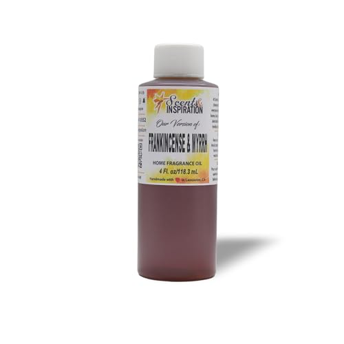 Scents & Inspiration Burning Fragrance Oil - Frankincense & Myrrh Incense Oil for Oil Warmers & Diffusers | Suitable for Aromatherapy and Relaxation | Air Freshener for Home & Office 4 Fl. Oz