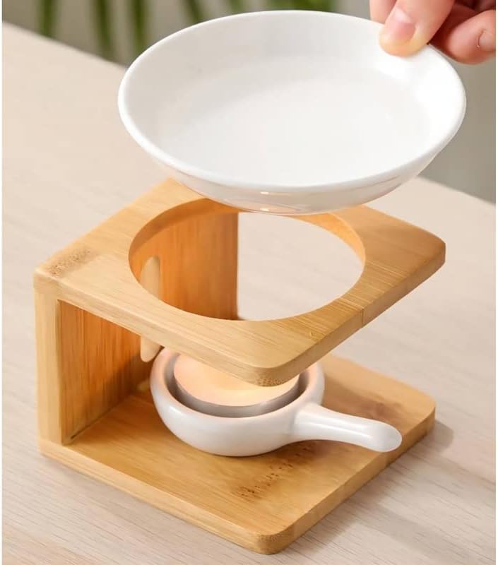 Warmself Wooden Essential Oil Burner with Candle Holder, Aromatherapy Aroma Burner Oil Diffuser Candle Tealight Oil Warmer Yoga Spa Home Bedroom Decor Gift Small Size-Pack of 2
