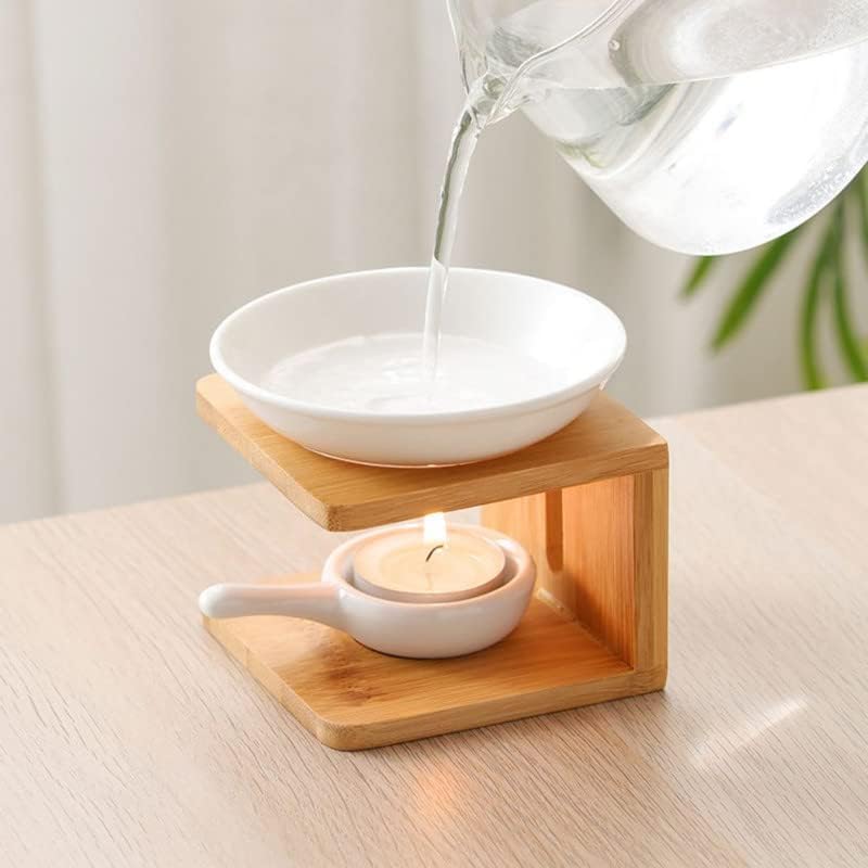 Warmself Wooden Essential Oil Burner with Candle Holder, Aromatherapy Aroma Burner Oil Diffuser Candle Tealight Oil Warmer Yoga Spa Home Bedroom Decor Gift Small Size-Pack of 2