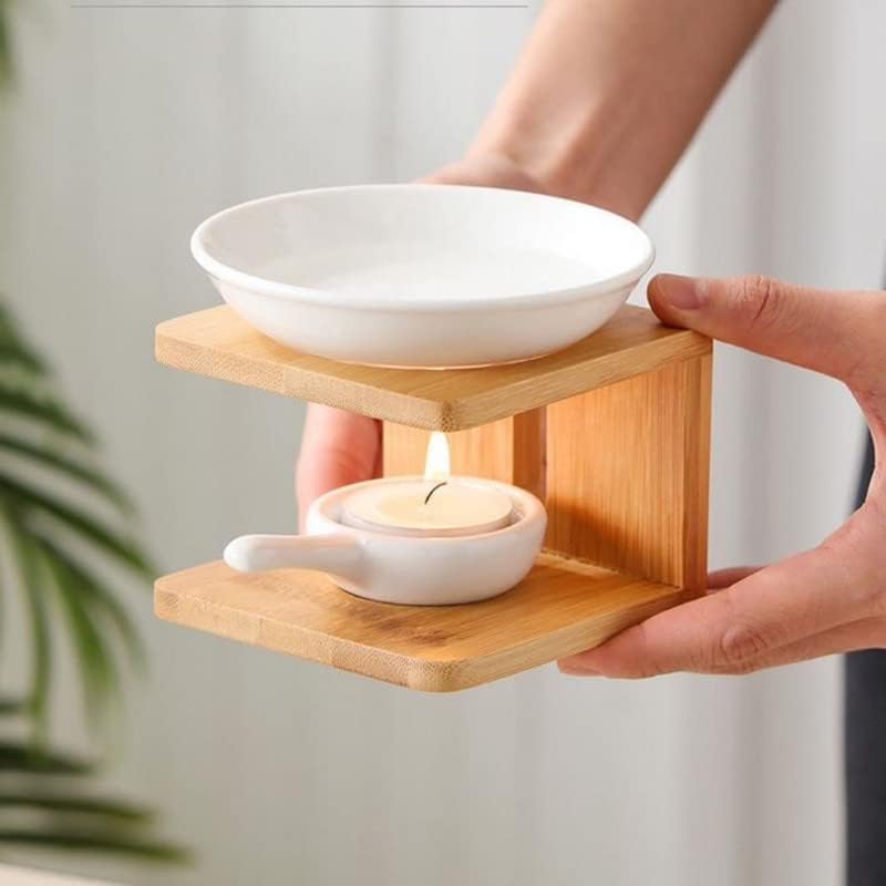 Warmself Wooden Essential Oil Burner with Candle Holder, Aromatherapy Aroma Burner Oil Diffuser Candle Tealight Oil Warmer Yoga Spa Home Bedroom Decor Gift Small Size-Pack of 2