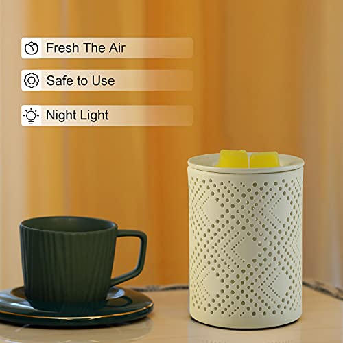 PALANCHY Wax Melt Warmer Ceramic Oil Burner Electric Candle Wax Warmer Burner Melter Fragrance Warmer for Home Office 2 Bulbs Included Gift Box Packaged (Ceramic Diamond)