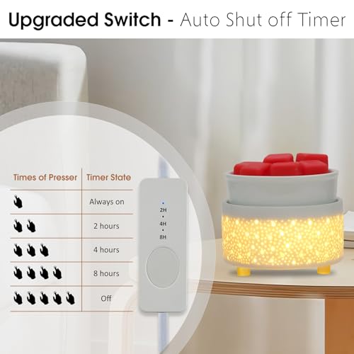 Geronland Wax Melt Warmer with Timer Ceramic 3-in-1 Oil Burner Electric Candle Wax Warmer Burner Wax Melter Fragrance Warmer for Scented Waxs Home Office Bedroom Aromatherapy