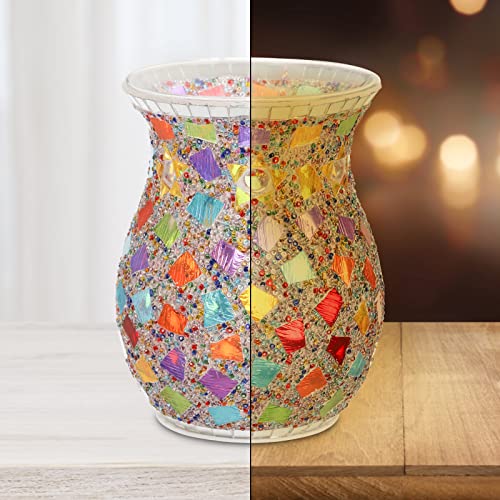 Lyellfe 2 Pack Essential Oil Burner, Fragrance Oil Warmer, Decorative Tealight Candle Holder, Incense Aromatherapy Oil Diffuser, Scented Wax Warmer for Gift Home Table Decor, Mosaic Glass
