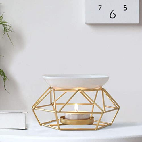 Warmself Golden Delicate Romantic Ceramic Tealight Candle Holder Oil Burner Aroma Diffuser Furnace Home Decoration Bird's Nest Stylish Design