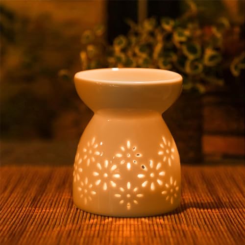 Minidiva Wax Melt Essential Oil Burner, Ceramic Aroma Burners Assorted Wax Warmer Aromatherapy Tarts Holder Candle Scented Diffuser, Valentines Day Hollowed Out Aromatherapy Stove(Akura)