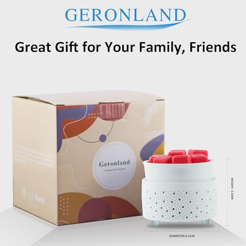 Geronland Wax Melt Warmer with Timer Ceramic 3-in-1 Oil Burner Electric Candle Wax Warmer Burner Wax Melter Fragrance Warmer for Scented Waxs Home Office Bedroom Aromatherapy