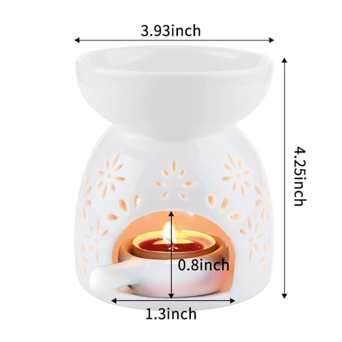 Minidiva Wax Melt Essential Oil Burner, Ceramic Aroma Burners Assorted Wax Warmer Aromatherapy Tarts Holder Candle Scented Diffuser, Valentines Day Hollowed Out Aromatherapy Stove（Akura）