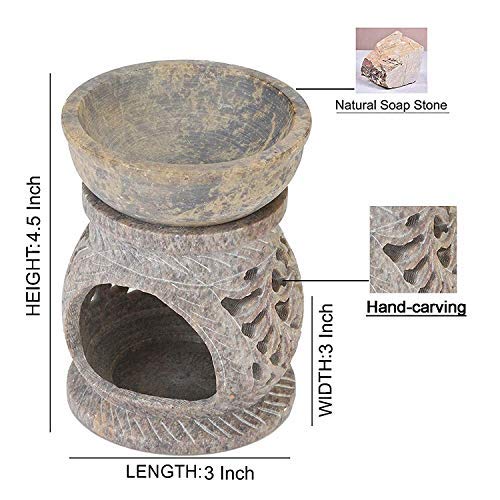 Nirvana Class NIRMAN Handmade Stone Aroma Burner Oil Diffusers Home Decor (Leaf)