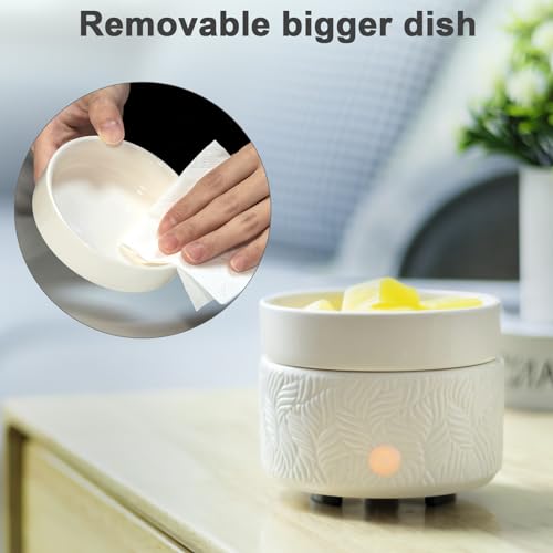 Candle Wax Melts Warmer Burner - Ceramic Essential Oil Warmer 3-in-1 Wax Melter Timer Adjust Fragrance Intensity Auto Shut Off for Scented Wax Tart Cube Aromatherapy Home Office Bedroom Decor Gifts